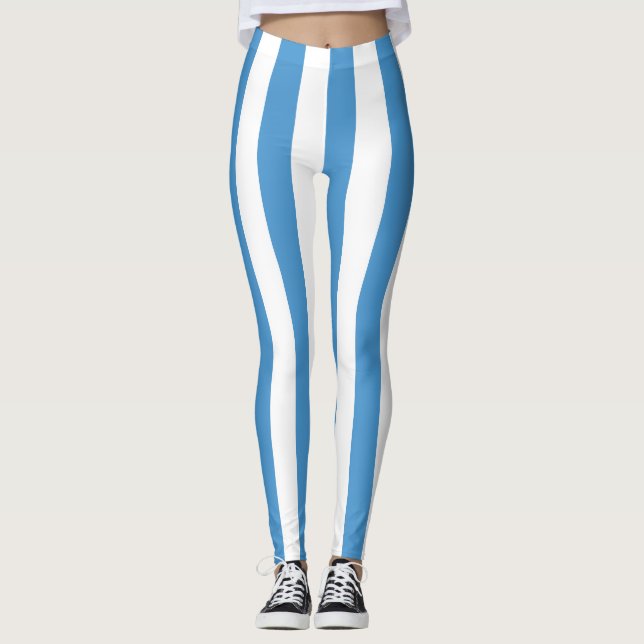 Guatemala National Flag Colours Vertical Striped Leggings (Front)