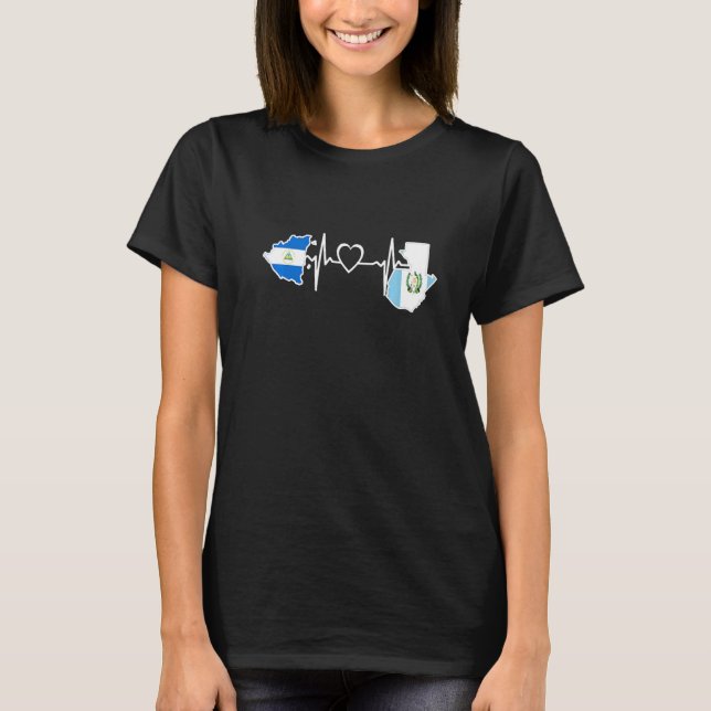 Guatemala Nicaragua Flag Guatemalan Nicaraguan Hea T-Shirt (Front)