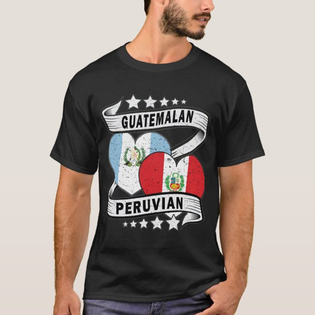 Guatemala Peru Flag half Guatemalan half  peruvian T-Shirt (Front)