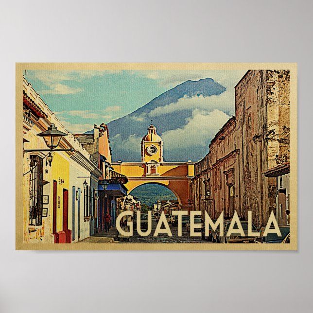 Guatemala Poster Vintage Travel Antigua Art (Front)