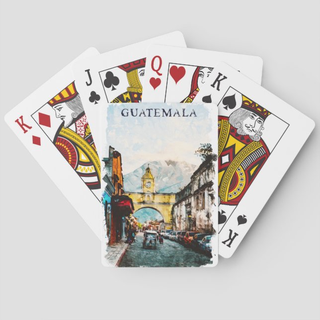 Guatemala Retro Vintage Travel Playing Cards (Back)