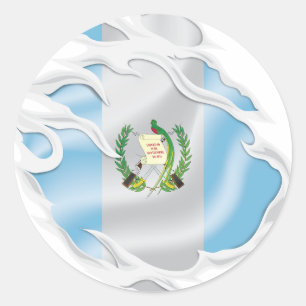 Guatemala Ripped Flag Classic Round Sticker