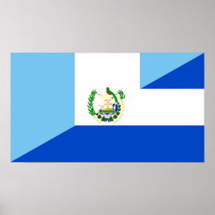 guatemala: salvador half flag country symbol poster
