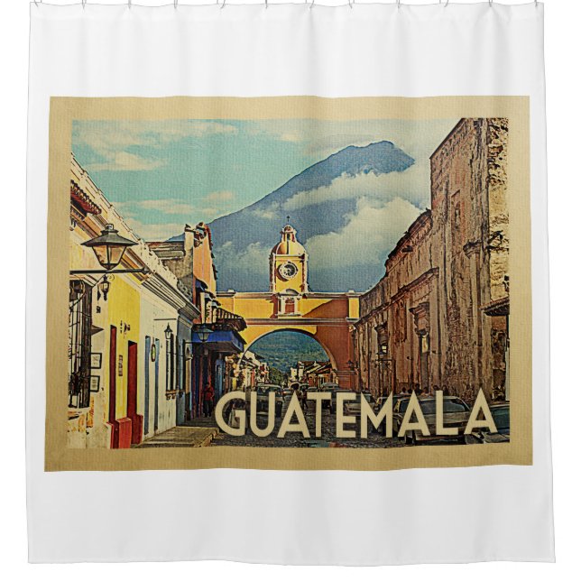 Guatemala Shower Curtain Vintage Travel (Front)