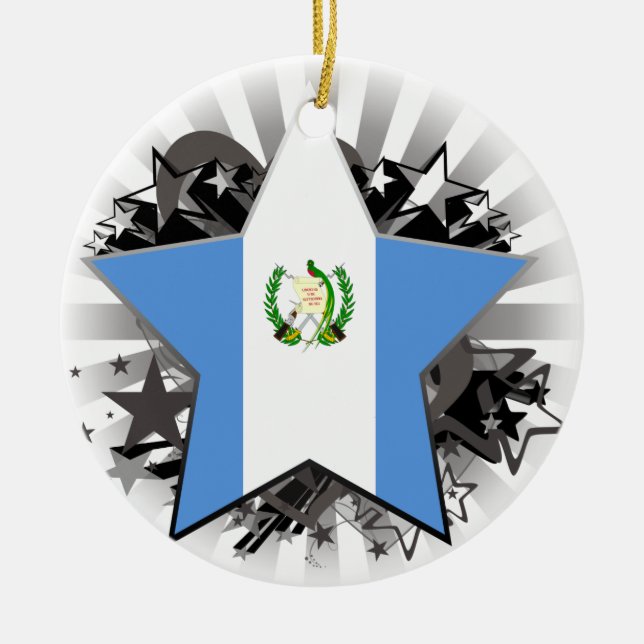 Guatemala Star Ceramic Tree Decoration (Front)