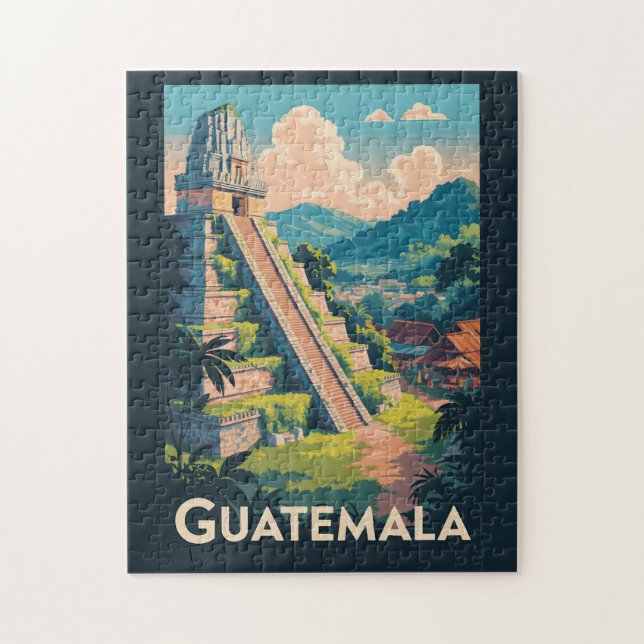 Guatemala Tikal National Park Illustration Travel Jigsaw Puzzle (Vertical)