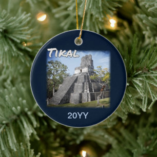 Guatemala Tikal Ruins Temple Ceramic Tree Decoration