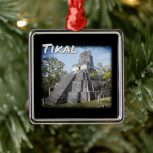 Guatemala Tikal Ruins Temple Metal Tree Decoration