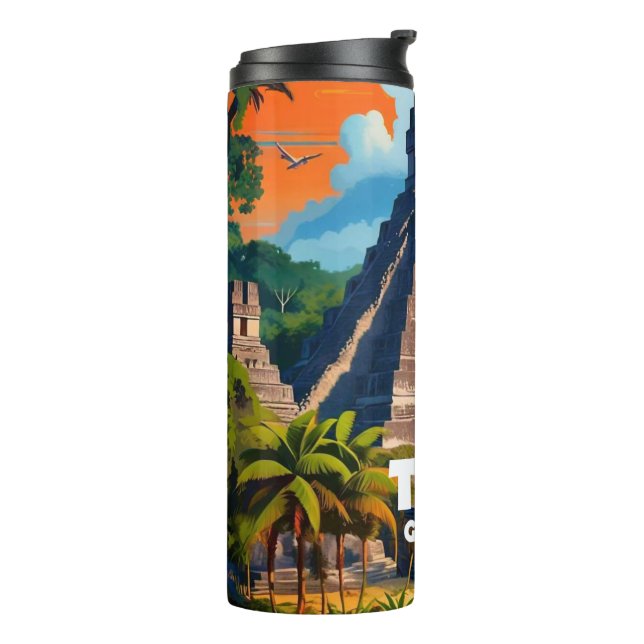 Guatemala | Tikal Travel Vintage Retro  Thermal Tumbler (Rotated Left)