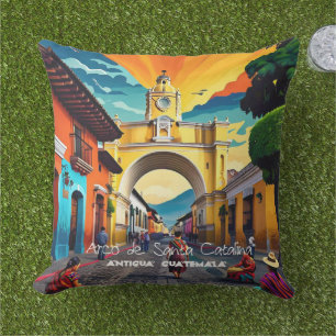 Guatemala Travel Vintage Poster Antigua Cushion
