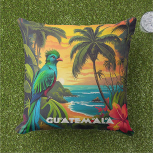 Guatemala Travel Vintage Poster Quetzal Cushion