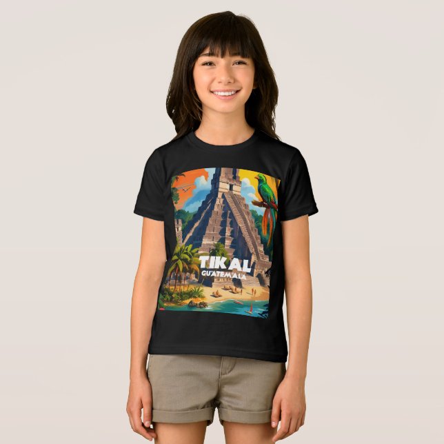 Guatemala Travel Vintage Poster Tikal Tri-Blend Shirt (Front Full)