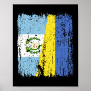 Guatemala Ukraine Half Flag Guatemalan Ukrainian H Poster
