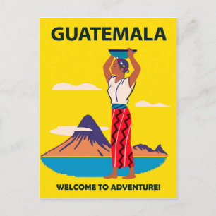 Guatemala,woman in folk costume with plate on head postcard