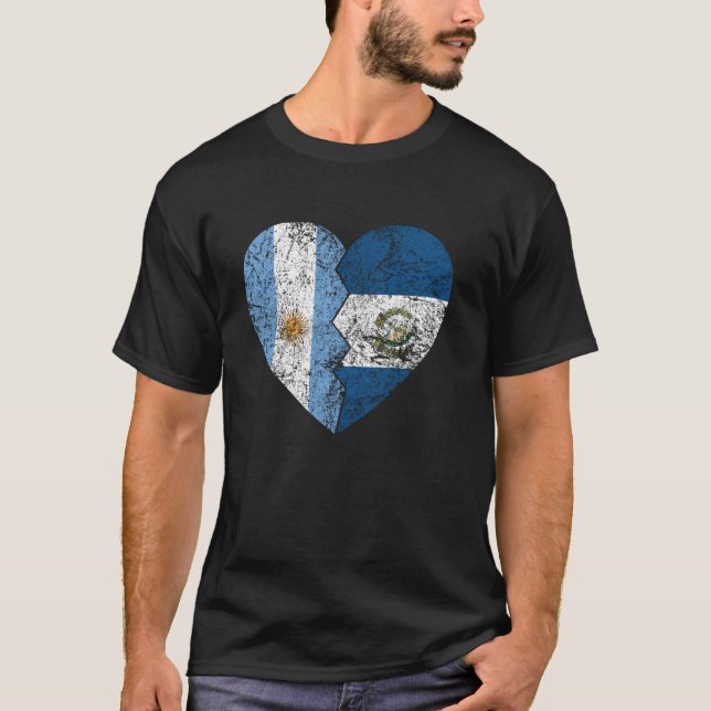 Guatemalan Argentinian Flags Heart Argentina Guate T-Shirt (Front)