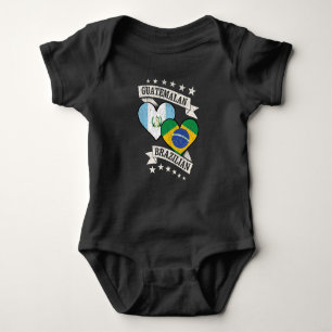 Guatemalan Brazilian Heart Flags Guatemala Brazil Baby Bodysuit