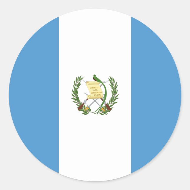 Guatemalan Flag, Flag of Guatemala Classic Round Sticker (Front)