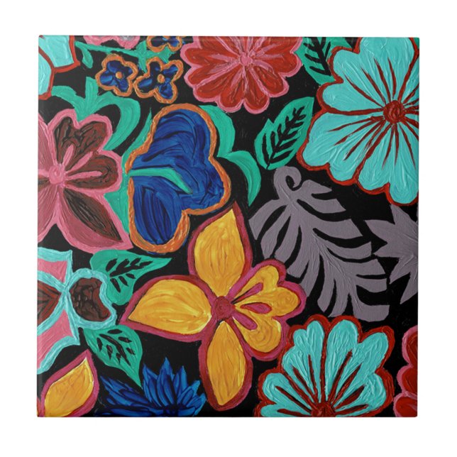 Guatemalan Flowers Tile (Front)