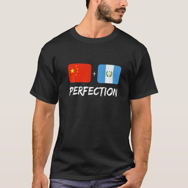 Guatemalan Plus Chinese Perfection Mix Flag Herita T-Shirt (Front)
