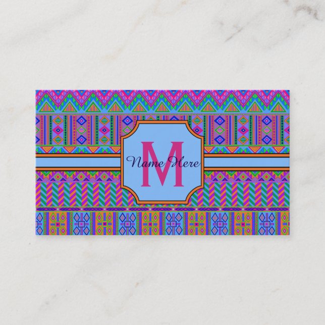 Guatemalan Tribal Monogram Business Or Personal Card (Front)