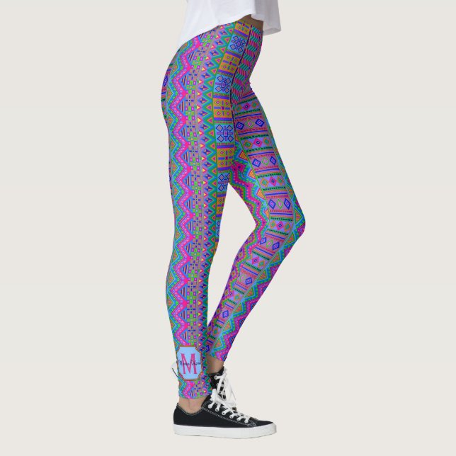 Guatemalan Tribal Monogram Optional Girly Chic Leggings (Right)