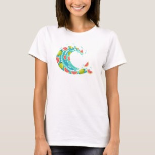 Guava Fruit Ocean Wave Cool Vector Art Design T-Shirt