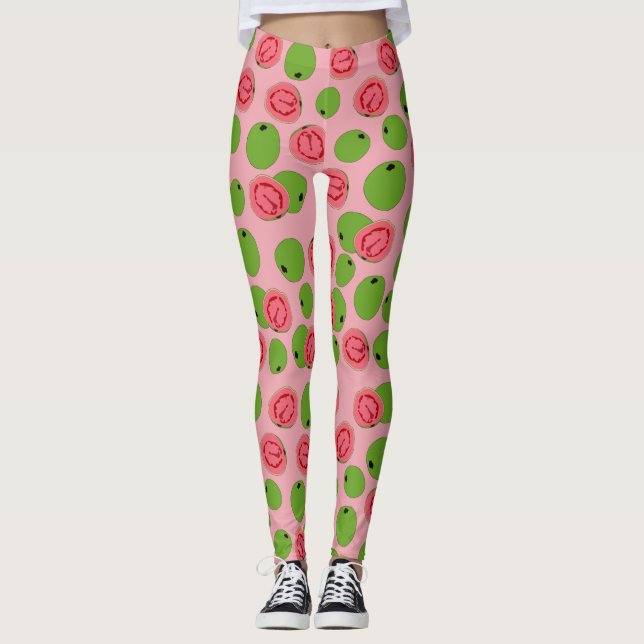 Guava Fruit Pattern Leggings (Front)