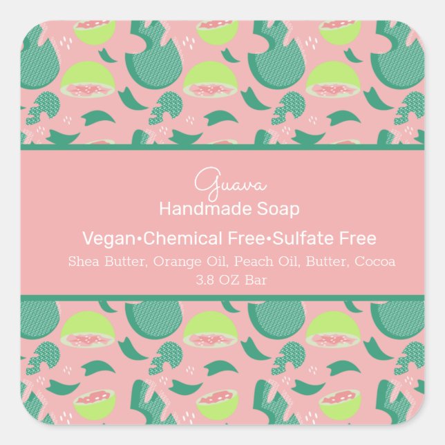Guava Fruit Summer Handmade Soap Beauty Branding Square Sticker (Front)