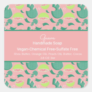 Guava Fruit Summer Handmade Soap Beauty Branding Square Sticker