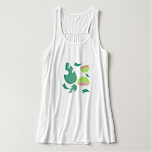 Guava Greenery Pink Green Fruit Pattern Singlet