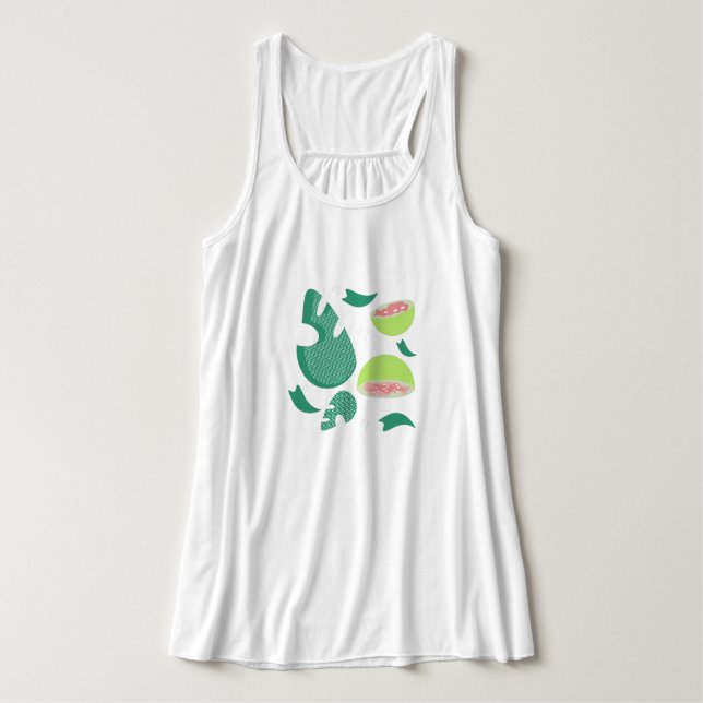 Guava Greenery Pink Green Fruit Pattern Singlet (Design Front)