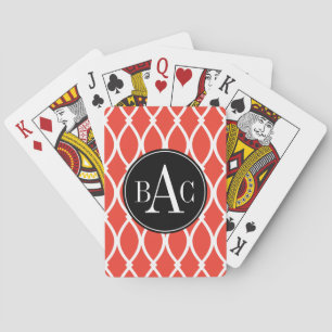 Guava Monogrammed Barcelona Print Playing Cards