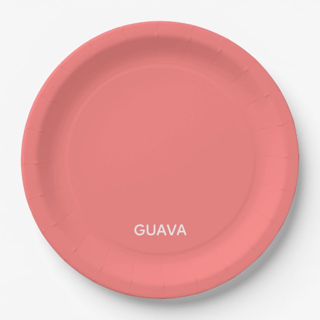 Guava pink colour name paper plate (Front)