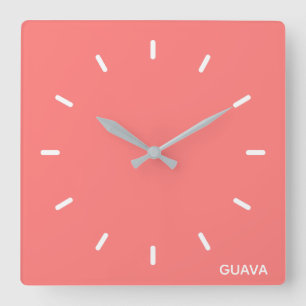 Guava pink colour name square wall clock