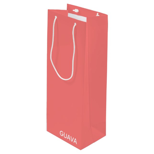 Guava pink colour name wine gift bag (Front Angled)