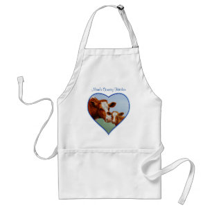 Guernsey Cow and Calf Blue Heart Standard Apron