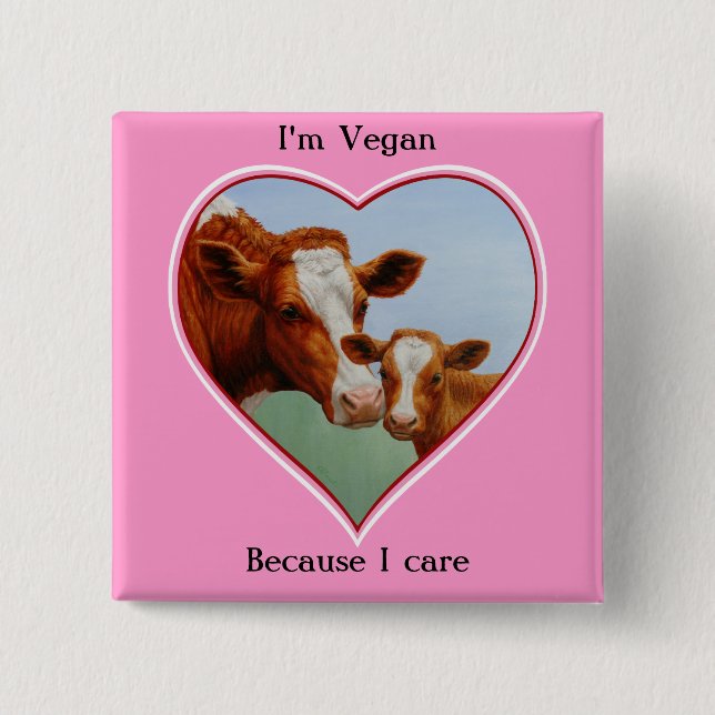 Guernsey Cow and Calf Vegan 15 Cm Square Badge (Front)