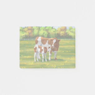 Guernsey Cow & Cute Calf in Summer Pasture Post-it Notes