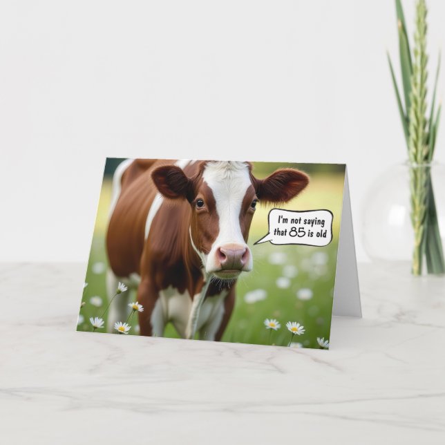 Guernsey Cow Humour For 85th Birthday Card (Front)