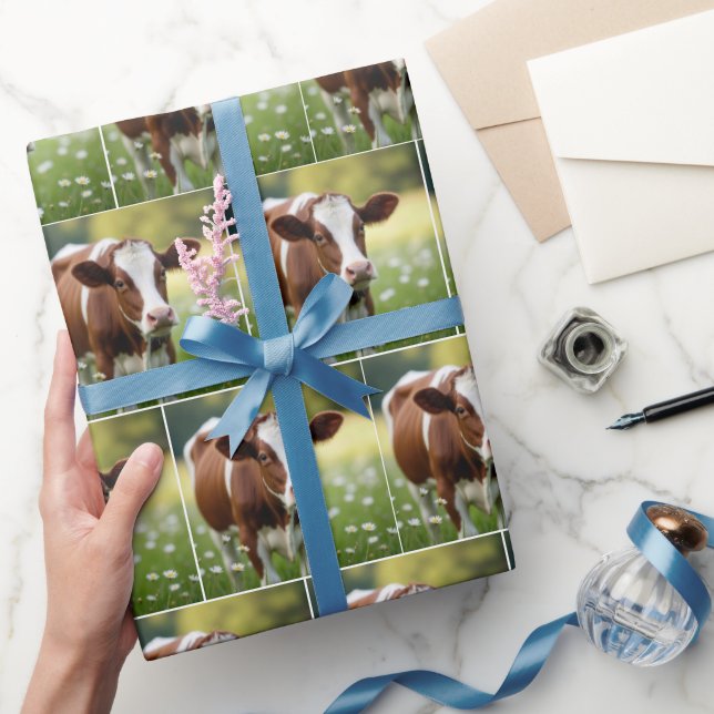 Guernsey Cow In Daisy Field Wrapping Paper (Gifting)