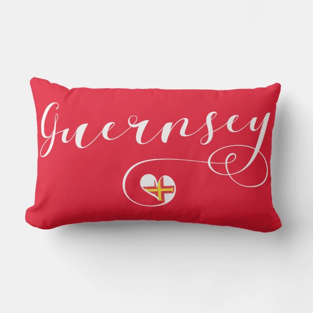 Guernsey Flag Heart, Channel Islands Lumbar Cushion (Front)