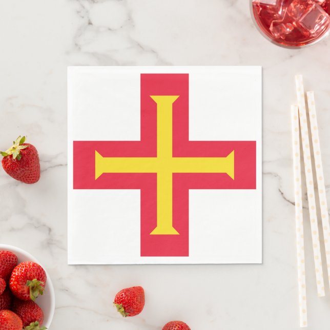 Guernsey flag napkin (Insitu)