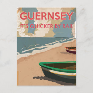 Guernsey Vintage locomotive Travel Poster Postcard