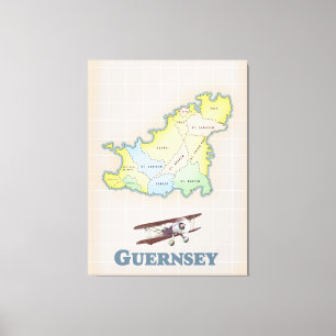 Guernsey vintage map canvas print
