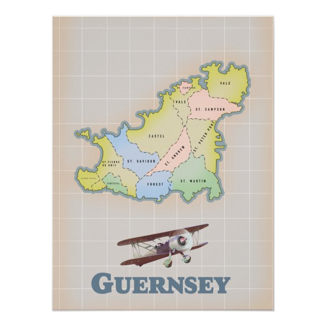 Guernsey vintage map canvas print (Front)
