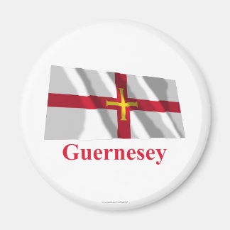 Guernsey Waving Flag with Name in Guerensiais Magnet