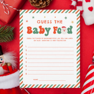 Guess Baby Food Christmas Baby Shower Game Card