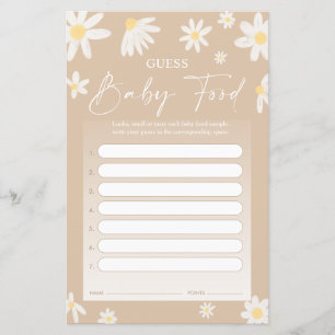 Guess Baby Food Game - Daisy Baby Shower Card