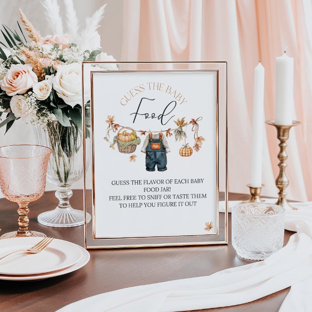 Guess Baby Food Pumpkin Rustic Baby Shower Poster (Creator Uploaded)