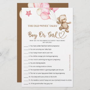 Guess Boy Or Girl tales teddy bear baby shower